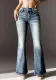 Women Vintage Stretch Pocket Embroidered Bell Bottom Denim Pants