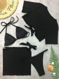 Women sexy bikini striped Swimwear four-piece set