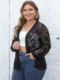 Plus Size Women Sexy Mesh See-Through Casual Jacket