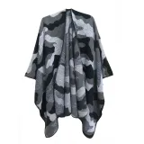 Women jacquard cape camouflage slit shawl
