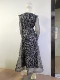 Plus Size Women Printed Mesh Elegant Maxi Dress