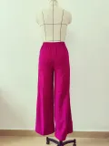 Women Casual Thin Solid Loose Pleated Wide Leg Pants