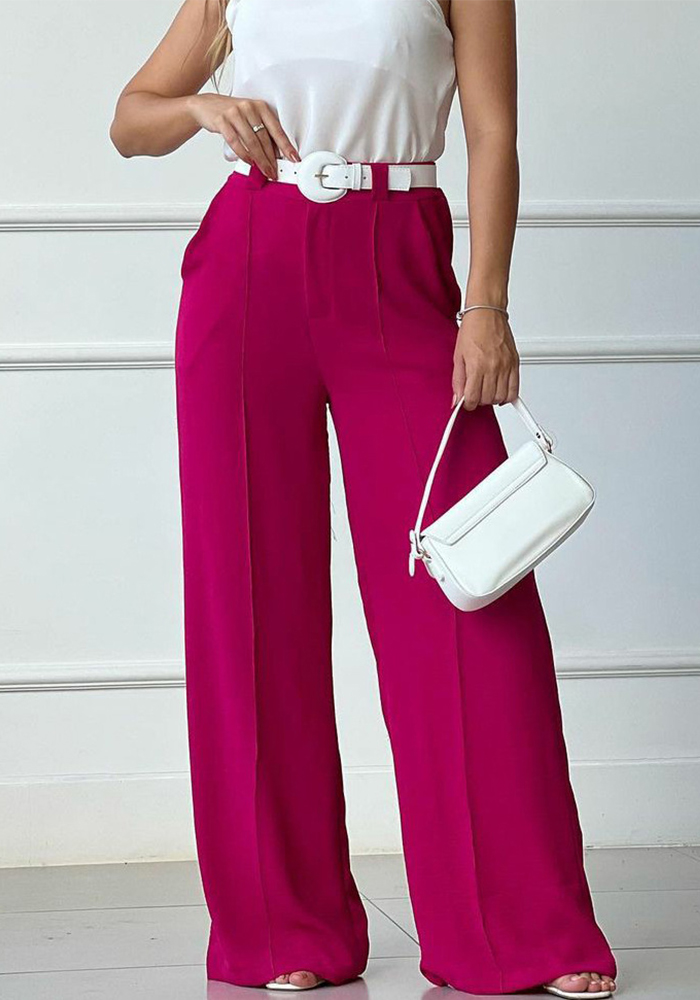 Wholesale Women Casual Thin Solid Loose Pleated Wide Leg Pants | Global ...