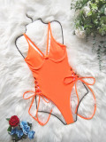Women Sexy Bikini Solid Suspender Swimwear