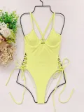 Women Sexy Bikini Solid Suspender Swimwear