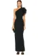 Women Elegant Slash Shoulder Sleeveless Ostrich Feather Bandage Maxi Dress Evening Dress