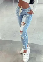 Women Stretch Ripped Denim Pants