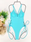 Women Sexy Bikini Solid Suspender Swimwear