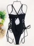 Women Sexy Bikini Solid Suspender Swimwear