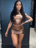 Women summer sexy Crop Top and Mini Skirt two-piece set