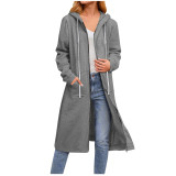 Women Warm Loose Zippered Hooded Jacket