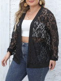 Plus Size Women Sexy Mesh See-Through Casual Jacket