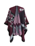 Women jacquard cape camouflage slit shawl
