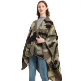 Women jacquard cape camouflage slit shawl