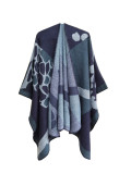 Women jacquard cape camouflage slit shawl