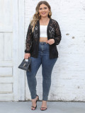 Plus Size Women Sexy Mesh See-Through Casual Jacket