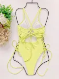Women Sexy Bikini Solid Suspender Swimwear