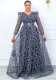 Plus Size Women Printed Mesh Elegant Maxi Dress