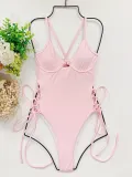 Women Sexy Bikini Solid Suspender Swimwear