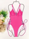 Women Sexy Bikini Solid Suspender Swimwear