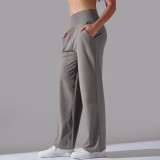 Women Sports Casual Loose Yoga Pants Pocket High Waist Wide Leg Pants