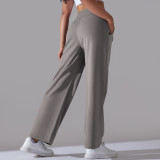 Women Sports Casual Loose Yoga Pants Pocket High Waist Wide Leg Pants