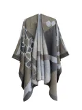 Women jacquard cape camouflage slit shawl