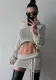 Autumn Women's Fitting Slim Fit Knitting Cropped Top Bodycon Skirt Set
