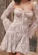 Autumn Women's Chic Fashionable Slim Lace Bell Bottom Long Sleeve Lace-Up A-Line Dress For Women