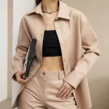 Autumn And Winter Fashionable Long Sleeve Women's Pu Shirt Women's Leather Jacket