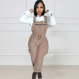 Casual Women's Loose Fashionable Drawstring Overalls Jumpsuit