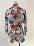 Women's Printed Long Sleeve Shirt Shorts Fashion Women's Two Piece Set