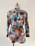 Women's Printed Long Sleeve Shirt Shorts Fashion Women's Two Piece Set