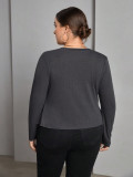 Plus Size Women's Autumn And Winter Long Sleeve T-Shirt Irregular Slit Versatile Basic Slim Top