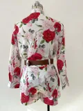 Women's Printed Long Sleeve Shirt Shorts Fashion Women's Two Piece Set