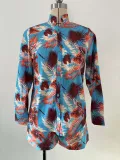 Women's Printed Long Sleeve Shirt Shorts Fashion Women's Two Piece Set