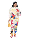 Stylish Casual Printed Fall/Winter Long Sleeve Hoodies Two-Piece Tracksuit