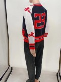 Knitting Baseball Uniform Single Pocket Letter Zipper Autumn And Winter Loose Casual Jacket