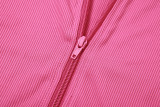 Autumn Women's Zipper Long Sleeve Top High Waist Casual Pants Two Piece Set