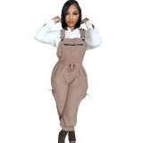 Casual Women's Loose Fashionable Drawstring Overalls Jumpsuit