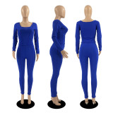 Women's Autumn And Winter Solid Color Slim Yoga Wear Long Sleeve Casual Two Piece Pants Set