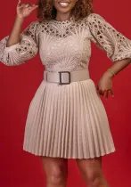 Plus Size Women Patchwork Pleated African Dress