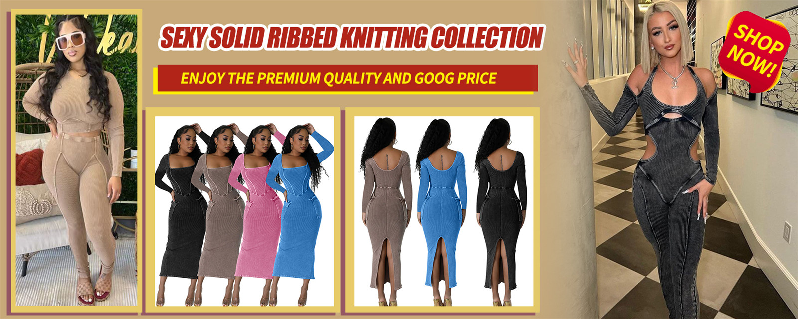 Sexy Solid Ribbed Knitting Collection