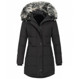 Women's Autumn And Winter Hooded Warm Slim Cotton Padded Solid Color Jacket
