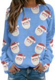 Autumn And Winter Women's Santa Print Casual Round Neck Long Sleeve T-Shirt