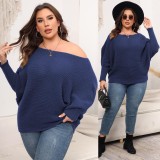Women's Pullover Woven Sweater Plus Size Women's Autumn And Winter Bat Sleeves Loose Sweater