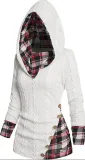 Women's Hoodie Ribbed Sweater Long Sleeve Hooded Shirt Casual Pullover Sweatshirt