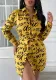 Autumn Women's Ol Chic Printed Turndown Collar Loose Shirt Dress