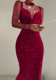 Sequined Slim Fit Sexy Long Sleeve Bodycon Dress