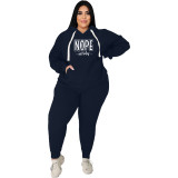 Plus Size Women's Sports Hoodies Casual Two-Piece Tracksuit Set